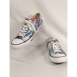 Converse White Purple Tropical Print Low Tops Women Size 11